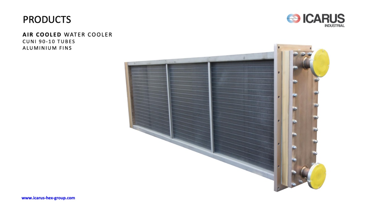 ICARUS Air cooled water cooler CUNI 90-10 Tubes Aluminium fins